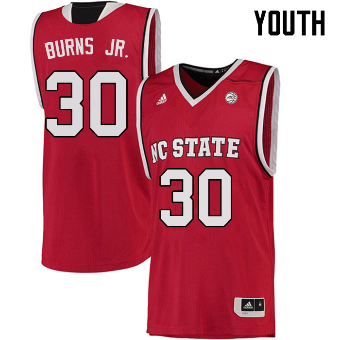 Youth #30 DJ Burns Jr. NC State Wolfpack College Basketball Jerseys Sale-Red